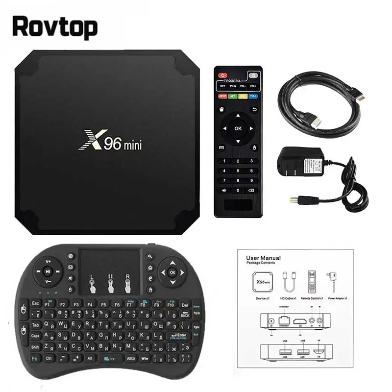 

Rovtop X96 Mini Smart TV Box Android 7.1 OS 4K Set-Top Box 2GB 16GB Amlogic S905W Quad Core X96mini 1GB 8GB WiFi Set Top Box