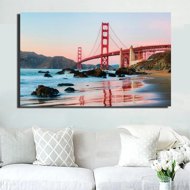 Golden Gate Bridge Scenery Wall Posters-San Francisco Seascape Decorative Pictures-Size 60x90cm Famous Attractions Art Canvas
Golden Gate Bridge Scenery Wall Posters-San Francisco Seascape Decorative Pictures-Size 60x90cm Famous Attractions Art Canvas