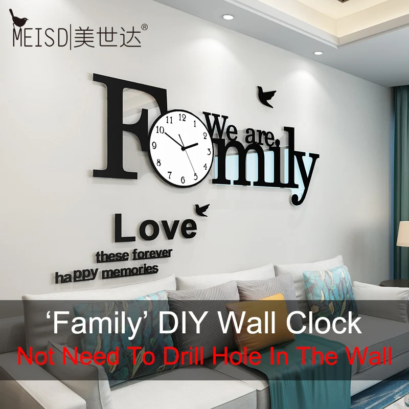 'Family' Large Wall Clock Modern Design Silent Wall Sticker Diy Clock 3D Living Room Quartz Home Decor Horloge Free Shipping
'Family' Large Wall Clock Modern Design Silent Wall Sticker Diy Clock 3D Living Room Quartz Home Decor Horloge Free Shipping