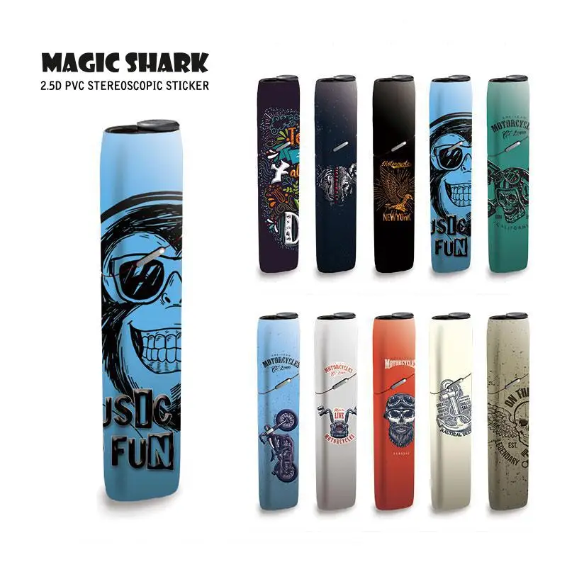 

Magic Shark Motorcycle Skull Music Sticker for Stereo Case Cover Film Printing Label Sticker Skin for IQOS 3 IQOS3 Multi