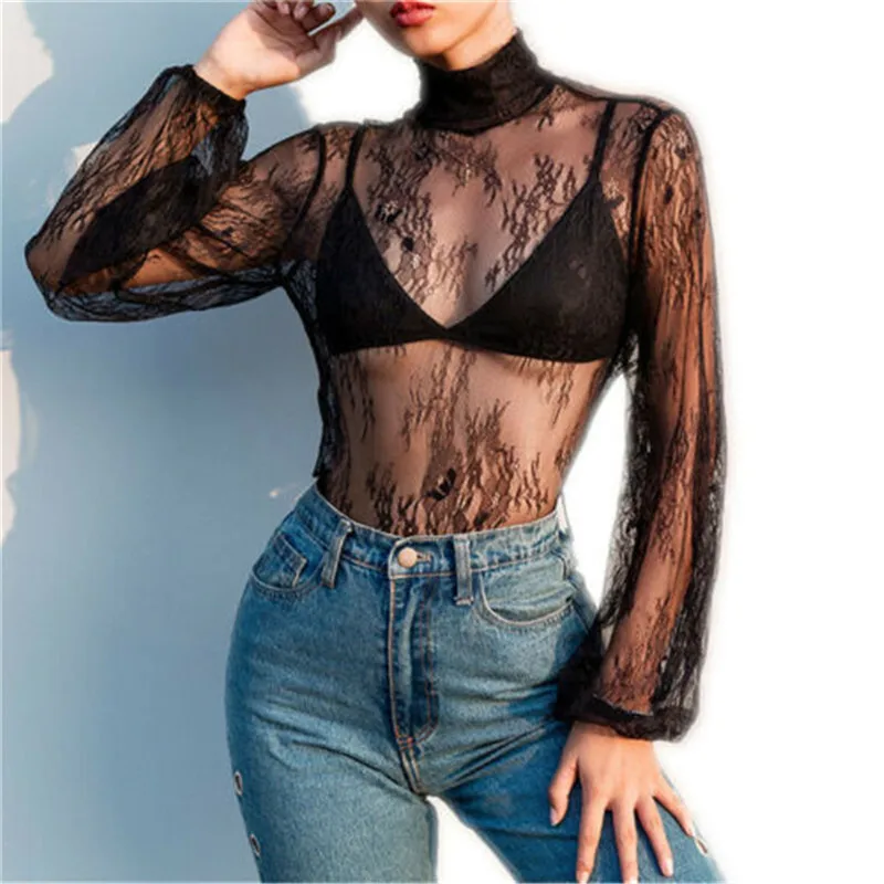 Sexy Women long sleeve lace T-Shirt High-Neck sheer mesh See-through Crop Top backless T-Shirt lady clubwear lace Tee Tops
Sexy Women long sleeve lace T-Shirt High-Neck sheer mesh See-through Crop Top backless T-Shirt lady clubwear lace Tee Tops
