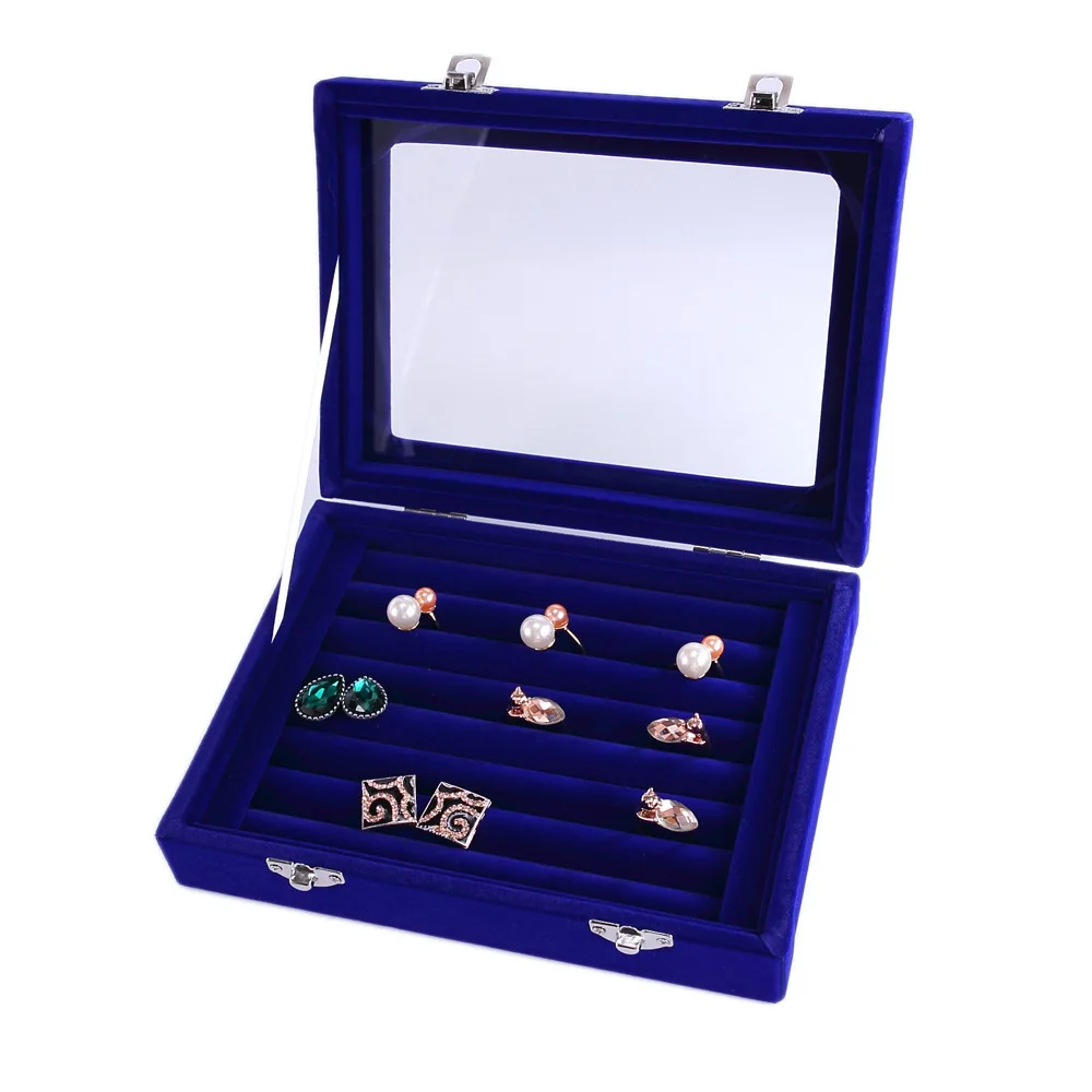 2017 Newest Royal Blue 8 Booths Velvet Carrying Case with Glass Cover Jewelry Ring Display Box Tray Holder Storage Box Organizer
2017 Newest Royal Blue 8 Booths Velvet Carrying Case with Glass Cover Jewelry Ring Display Box Tray Holder Storage Box Organizer