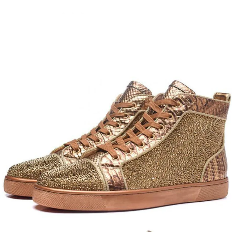 Real Leather Golden Crystal Leisure Shoes Walking Sneaker Outdoor Sports Luxury Designer Shoes for Men Lace Up High Top Sneakers
Real Leather Golden Crystal Leisure Shoes Walking Sneaker Outdoor Sports Luxury Designer Shoes for Men Lace Up High Top Sneakers