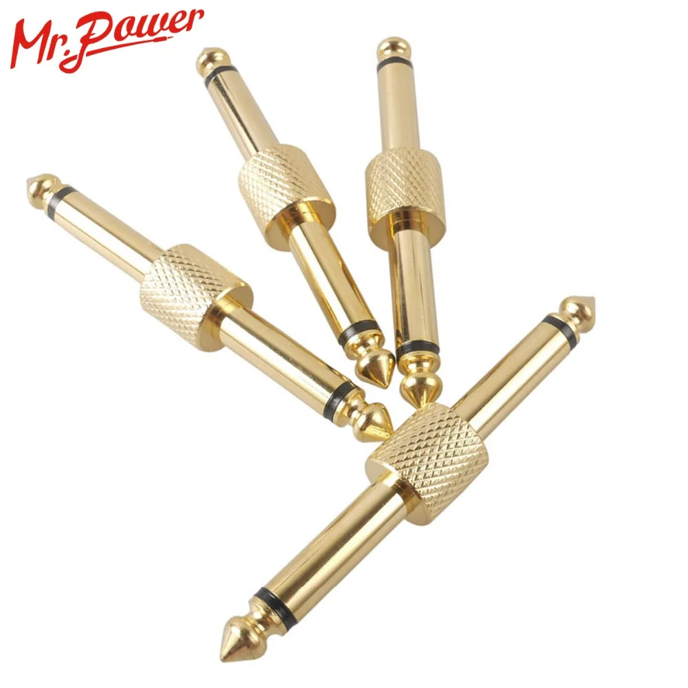 

4pcs Effect Guitars Pedals Convert Instrument JACK-JACK Connector Gold Metal plug audio adapters 6.35mm Jack