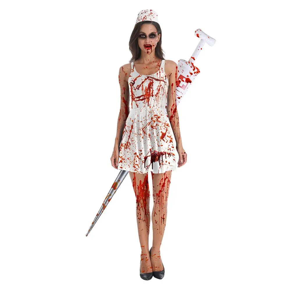 Adulte Femmes Zombie Sanglant mariée dresshalloween Costume Robe Fantaisie femme EF