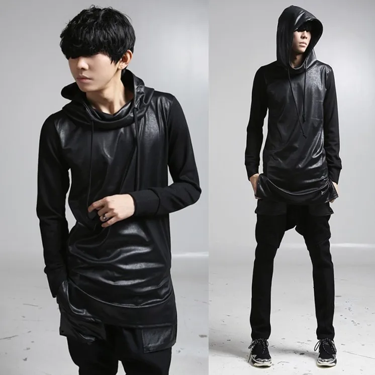 Men Street Fashion Casual Hip Hop Slim Fit Tops Tees Shirts Men Long Sleeve Hooded T-shirt Leather Splice Punk T shirt
Men Street Fashion Casual Hip Hop Slim Fit Tops Tees Shirts Men Long Sleeve Hooded T-shirt Leather Splice Punk T shirt