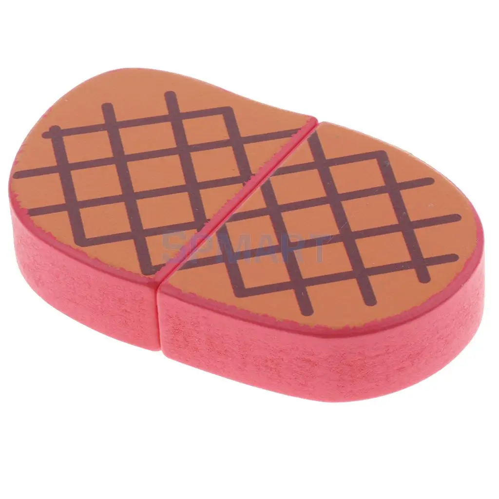 Wooden Magnet Connected Fruits Kitchen Food Bread Cutting Kids Children Toddlers Pretend Play Toy Gift Party Decoration