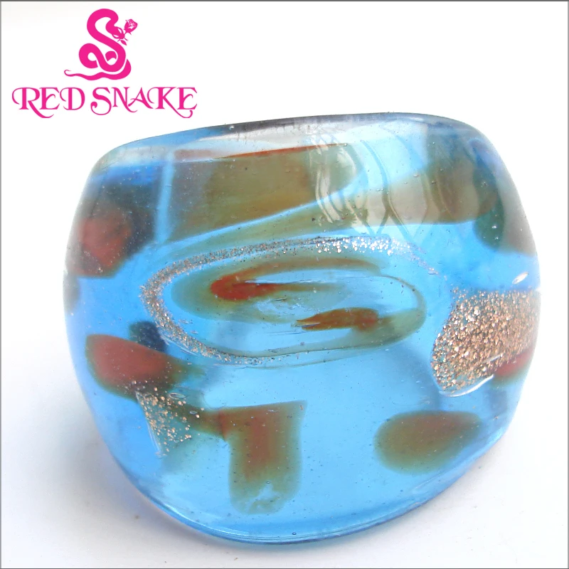 RED SNAKE Fashion Ring Handmade Blue with brown spots Transparent Murano Glass Rings
RED SNAKE Fashion Ring Handmade Blue with brown spots Transparent Murano Glass Rings