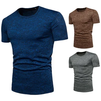 New men's large size stretch solid color short-sleeved T-shirt Ouma 
New men's large size stretch solid color short-sleeved T-shirt Ouma