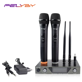 FELYBY professional high quality karaoke microphone Dynamic mic VHF Handheld double wireless microphone for computer TV
FELYBY professional high quality karaoke microphone Dynamic mic VHF Handheld double wireless microphone for computer TV