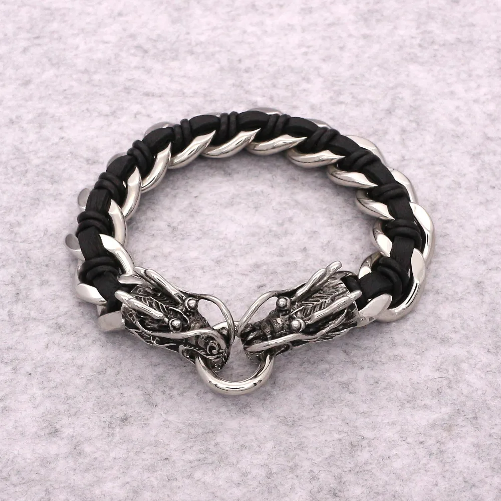 JSBAO 16MM&22CM Vintage Fashion Black Leather Chain Bracelet Antique Chinese Dragon Bracelet Men Punk Jewelry Wristbands
JSBAO 16MM&22CM Vintage Fashion Black Leather Chain Bracelet Antique Chinese Dragon Bracelet Men Punk Jewelry Wristbands