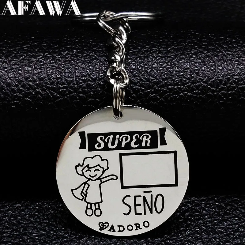 2019 Fashion Super SENO ADORO Stainless Steel Keychain for Women Spain Teacher Round Keyring Jewelry Gift llaveros mujer K77365B
2019 Fashion Super SENO ADORO Stainless Steel Keychain for Women Spain Teacher Round Keyring Jewelry Gift llaveros mujer K77365B