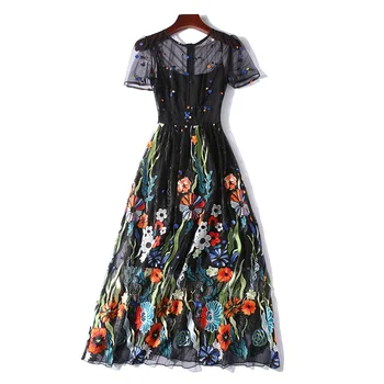 2019 Fashion Floral Embroidery Voile Full Dresses Women Short Sleeve Round Neck Hollow Out Mesh Elegant Lady's Vestidos Verano
2019 Fashion Floral Embroidery Voile Full Dresses Women Short Sleeve Round Neck Hollow Out Mesh Elegant Lady's Vestidos Verano