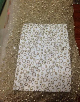 New Arrival African lace fabric 2020 French mesh embroidered lace Gold net pearl beaded tulle fabric
New Arrival African lace fabric 2020 French mesh embroidered lace Gold net pearl beaded tulle fabric