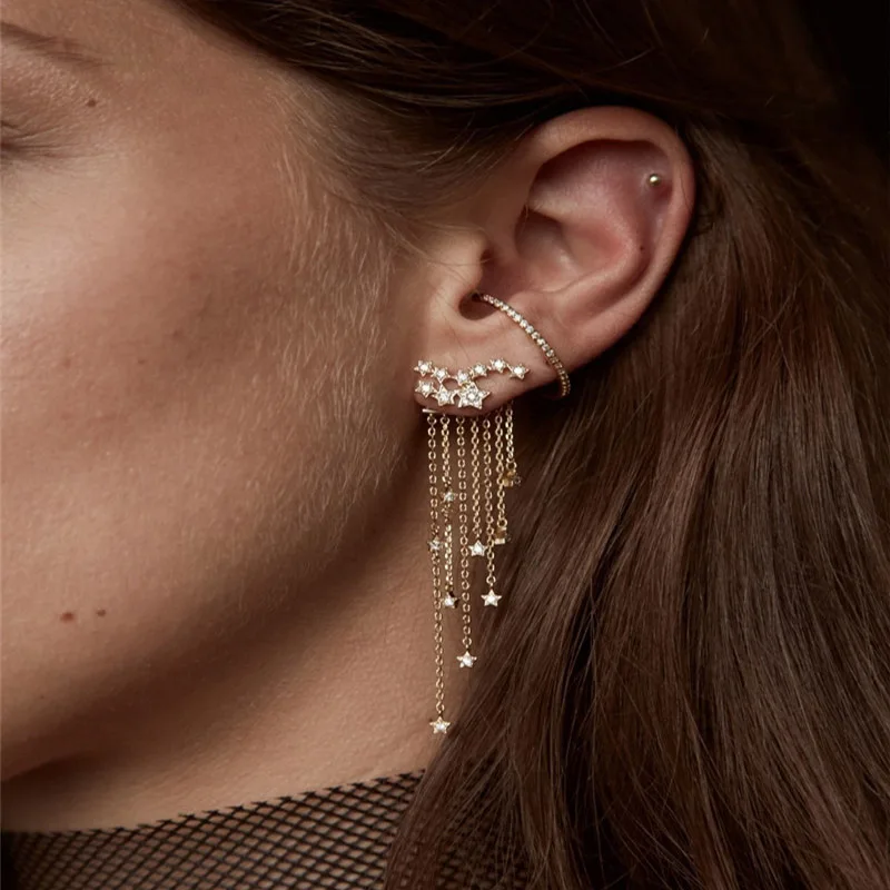 RAVINOUR Star Tassel Earrings Women 2018 Gold Silver Color Fashion Front Back Hanged fringe Earings Long Chain Bohemian Jewelry
RAVINOUR Star Tassel Earrings Women 2018 Gold Silver Color Fashion Front Back Hanged fringe Earings Long Chain Bohemian Jewelry