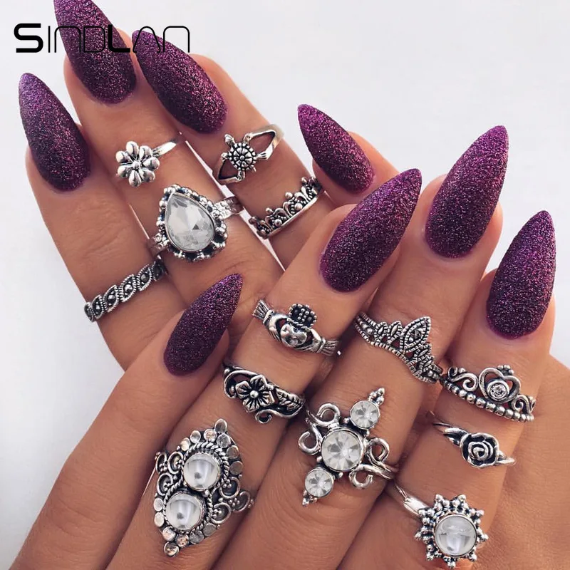 Sindlan 13PCs Vintage Large Rhinestone Ring Set Crown Water Drop Turtle Flower Charm Rings for Women Hyperbole Ethnic Joint Ring
Sindlan 13PCs Vintage Large Rhinestone Ring Set Crown Water Drop Turtle Flower Charm Rings for Women Hyperbole Ethnic Joint Ring