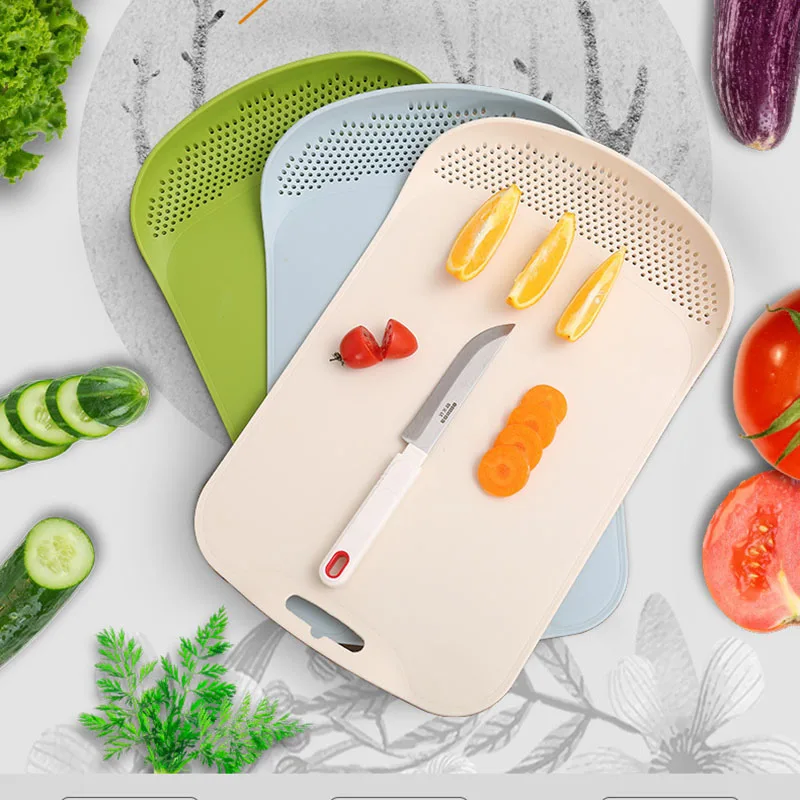 New non-slip cutting board, cut fruit, chopping board, plastic kitchen utensils multi-function filter cutting cutting board
New non-slip cutting board, cut fruit, chopping board, plastic kitchen utensils multi-function filter cutting cutting board