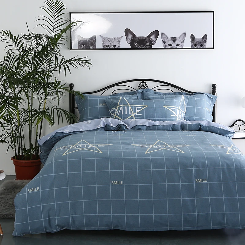 Simple European-Style Blue Grid Stars Pattern Home Textiles Bedclothes 4pc Christmas Bedding Sets Cotton Bed Linen Duvet Cover
Simple European-Style Blue Grid Stars Pattern Home Textiles Bedclothes 4pc Christmas Bedding Sets Cotton Bed Linen Duvet Cover