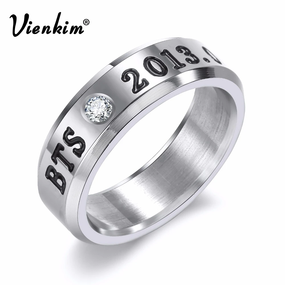 

Vienkim 2018 New BANGTAN BOYS BTS Ring Men Women Stainless Steel KPOP JUNGKOOK JIMIN JIN V SUGA J-HOPE Name Rings Gifts