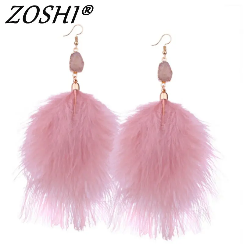 ZOSHI Pink Quartz Stone Feather Long Drop Earrings for Women Holiday Beach Statement Feather Tassel Earrings Fashion Jewelry
ZOSHI Pink Quartz Stone Feather Long Drop Earrings for Women Holiday Beach Statement Feather Tassel Earrings Fashion Jewelry