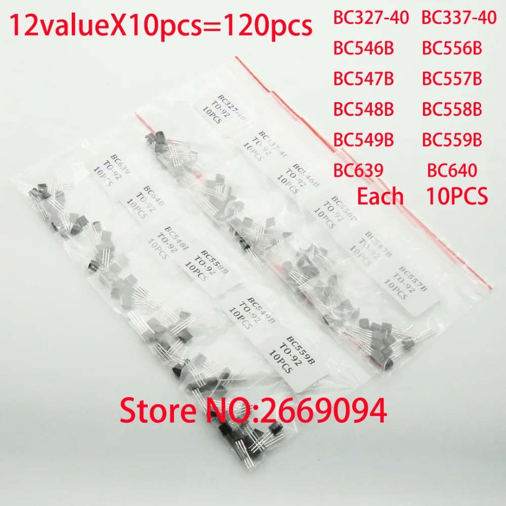 

12valueX10pcs=120pcs BC547B BC557B BC548B BC558B BC549B BC559B BC639 BC640 BC546B BC556B BC327-40 BC337-40 TO-92 DIP Transistor