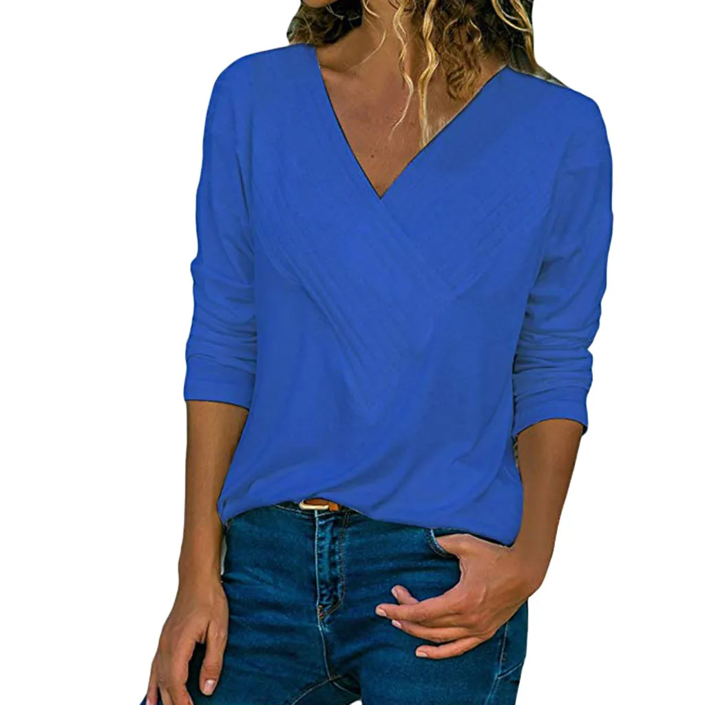 Winter Women's Blouse Wrap Front V Neck Long Sleeve Loose Fit Basic Blouse Femme Solid Shirt Tops
Winter Women's Blouse Wrap Front V Neck Long Sleeve Loose Fit Basic Blouse Femme Solid Shirt Tops
