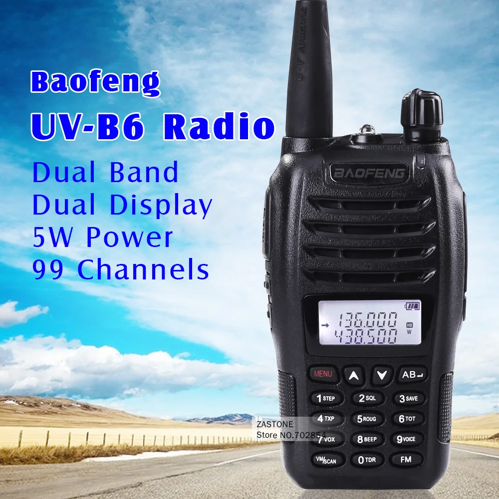 

Black BaoFeng portable radio UV-B6 Dual Band UHF VHF Two Way Radio 136-174MHz&400-470 MHz Walkie Talkie hf Radio Transceiver
