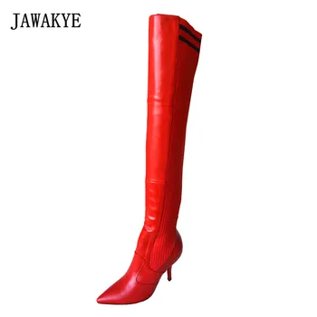 JAWAKYE New runway style Fall winter Over The Knee Boots thin high heel knitted thigh high Boots women stiletto botas mujer
JAWAKYE New runway style Fall winter Over The Knee Boots thin high heel knitted thigh high Boots women stiletto botas mujer