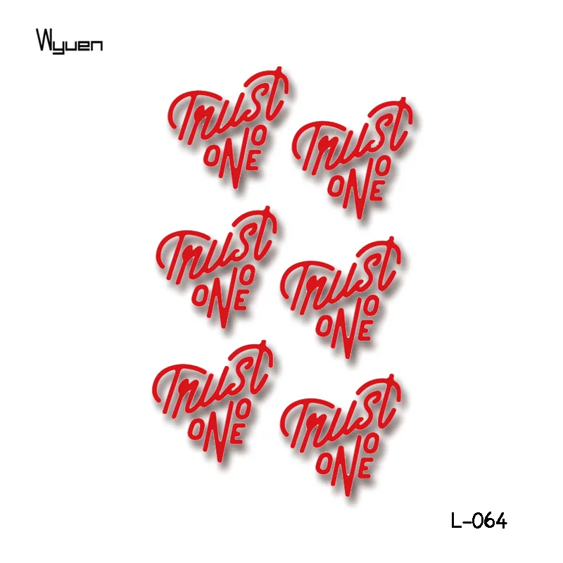 WYUEN Red Love Fake Tattoo for Adults Body Art Creative Letters Trust No One Love Wrist Waterproof Temporary Tatoo Sticker L-064
WYUEN Red Love Fake Tattoo for Adults Body Art Creative Letters Trust No One Love Wrist Waterproof Temporary Tatoo Sticker L-064