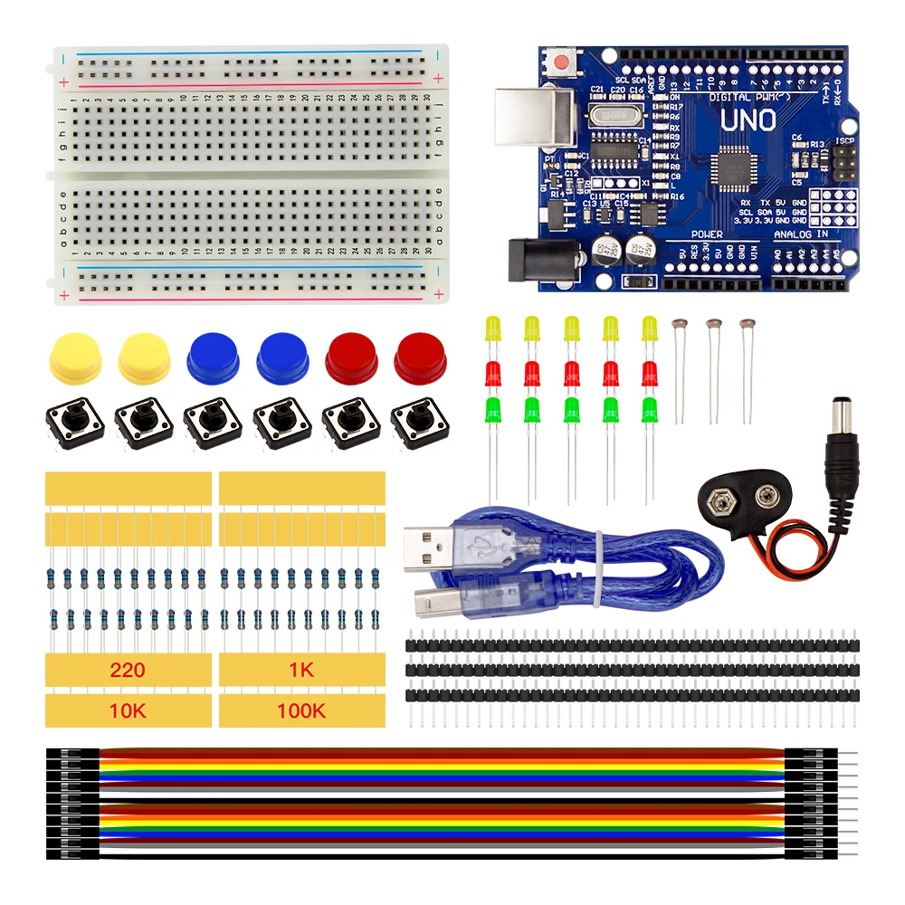 Smart Electronics Starter Kit Uno R3 Mini Breadboard LED Jumper Wire Button for arduino Diy Kit
Smart Electronics Starter Kit Uno R3 Mini Breadboard LED Jumper Wire Button for arduino Diy Kit