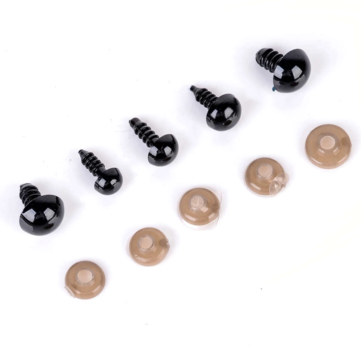 Practical DIY Doll Eye 100pcs Black Plastic Safety Eyes for Teddy Animal Plush Puppet Crafts 6/8/9/10/12mm