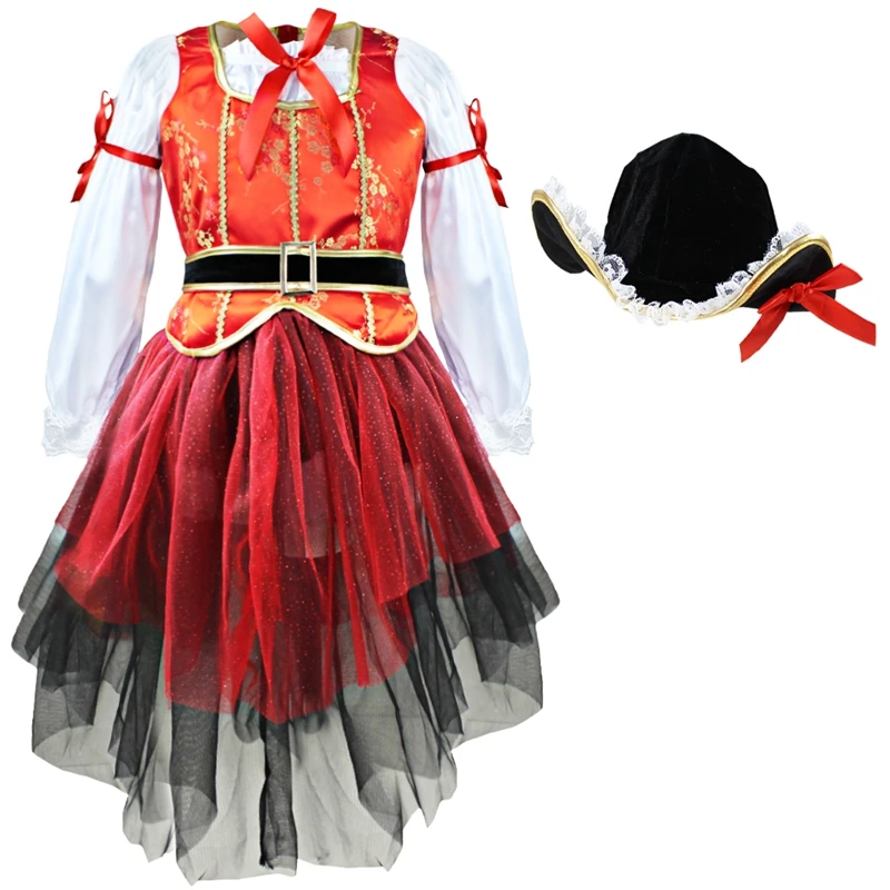 2pcs dress + hat Pirate dress for kids girl Carnival Halloween cosplay Costume children girl party clothes Fairy Fancy Dress up
2pcs dress + hat Pirate dress for kids girl Carnival Halloween cosplay Costume children girl party clothes Fairy Fancy Dress up