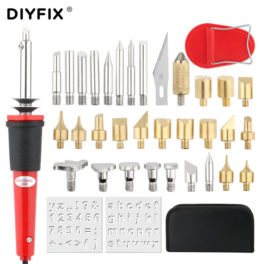 DIYFIX 30 Вт регулируемый паяльник, набор инструментов для резьбы, Пирография, набор инструментов для рельефного тиснения по дереву, горящая паяльная ручка, набор сварочных наконечников
DIYFIX 30 Вт регулируемый паяльник, набор инструментов для резьбы, Пирография, набор инструментов для рельефного тиснения по дереву, горящая паяльная ручка, набор сварочных наконечников