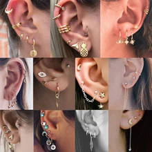 보헤미안 작은 크리스탈 서클 별 화살표 피어싱 (China)