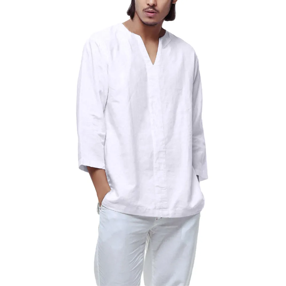 Linen Shirt Top Men's Baggy Cotton Linen 3/4 Sleeve Retro V Neck Shirts Tops Blouse Men Casual Shirt Top Autumn Blouse
Linen Shirt Top Men's Baggy Cotton Linen 3/4 Sleeve Retro V Neck Shirts Tops Blouse Men Casual Shirt Top Autumn Blouse