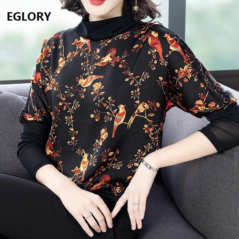 Turtleneck Tops 2019 Spring Autumn High Quality Tops & Tees Women Beading Lace Cute Bird Print Patchwork Long Sleeve Vintage Top
Turtleneck Tops 2019 Spring Autumn High Quality Tops & Tees Women Beading Lace Cute Bird Print Patchwork Long Sleeve Vintage Top