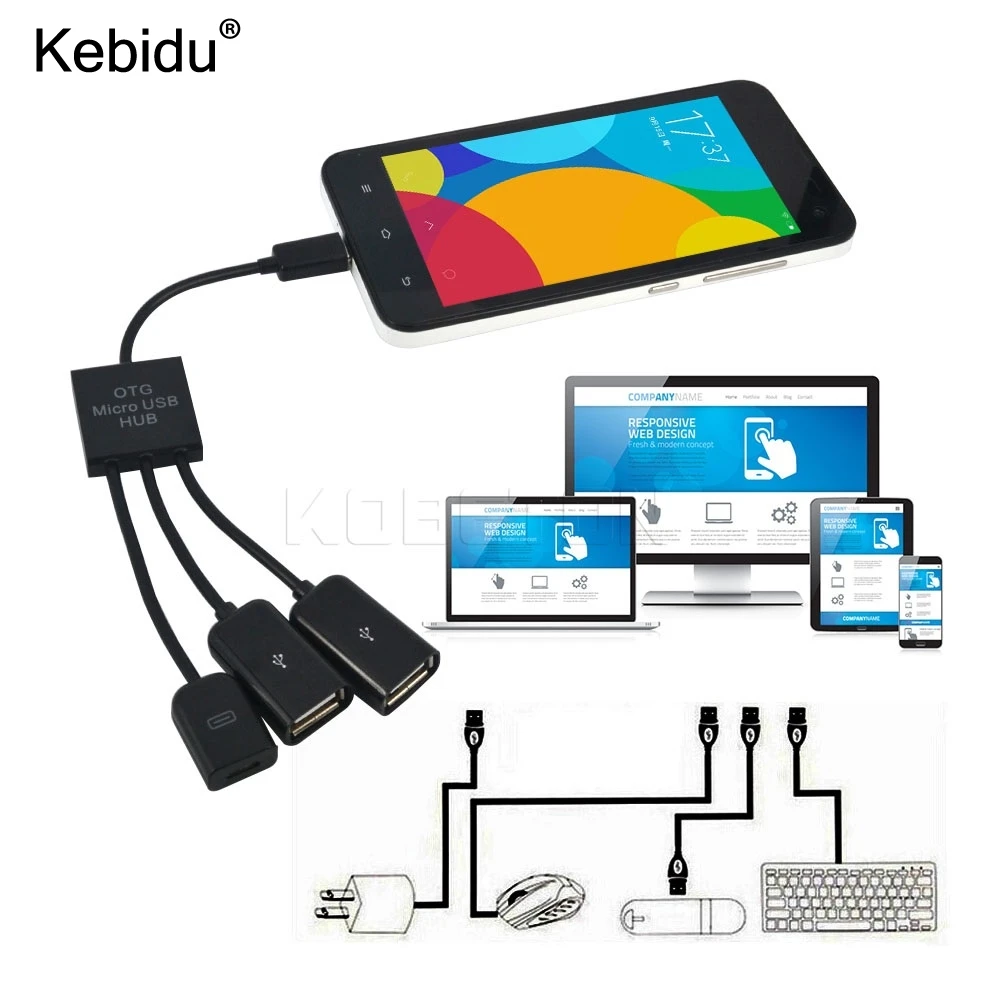 kebidu OTG 3 Port Micro USB Power Charging Hub Cable Spliter Connector Adapter For Smartphone Computer Tablet PC
kebidu OTG 3 Port Micro USB Power Charging Hub Cable Spliter Connector Adapter For Smartphone Computer Tablet PC