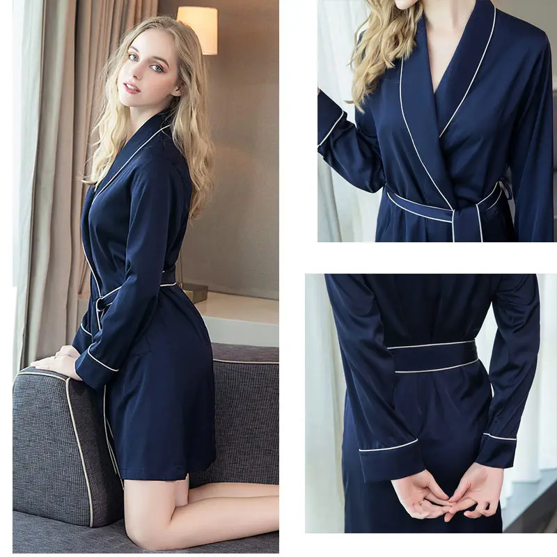 Womens Sleepwear Satin Kimono Robes Embroidered Bridal Bridesmaid Party