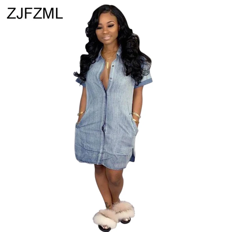 Plus Size Casual Denim Shirt Dress For Women Turn Down Collar Short Sleeve Party Dress Streetwear Buttons Up Pockets Loose Dress
Plus Size Casual Denim Shirt Dress For Women Turn Down Collar Short Sleeve Party Dress Streetwear Buttons Up Pockets Loose Dress