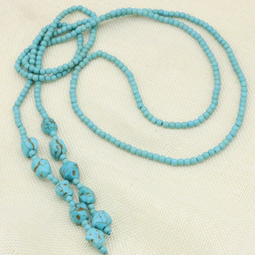 50inch long chain necklace jewelry fashion statement for women ethnic style 4mm blue calaite round beads neck party gift B3190
50inch long chain necklace jewelry fashion statement for women ethnic style 4mm blue calaite round beads neck party gift B3190