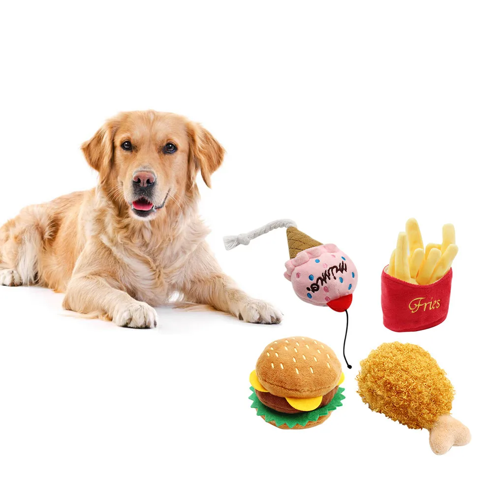 Pet Dog Toys Plush drumstick hamburger fries ice cream Squeak Chew Squeaker Kong Pet Puppy Toy For Dogs Cats Honden speelgoed@35
Pet Dog Toys Plush drumstick hamburger fries ice cream Squeak Chew Squeaker Kong Pet Puppy Toy For Dogs Cats Honden speelgoed@35
