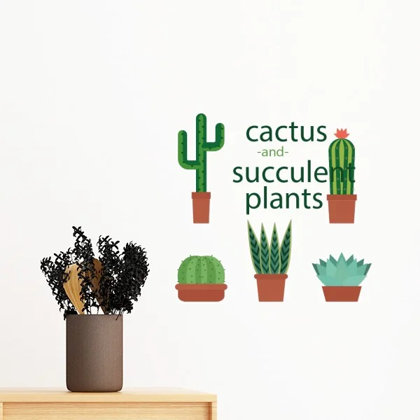 

Cartoon Potted Plant Flowerpot Cactus Succulents Flower Removable Wall Sticker Art Decals Mural DIY Wallpaper for Room Decal
