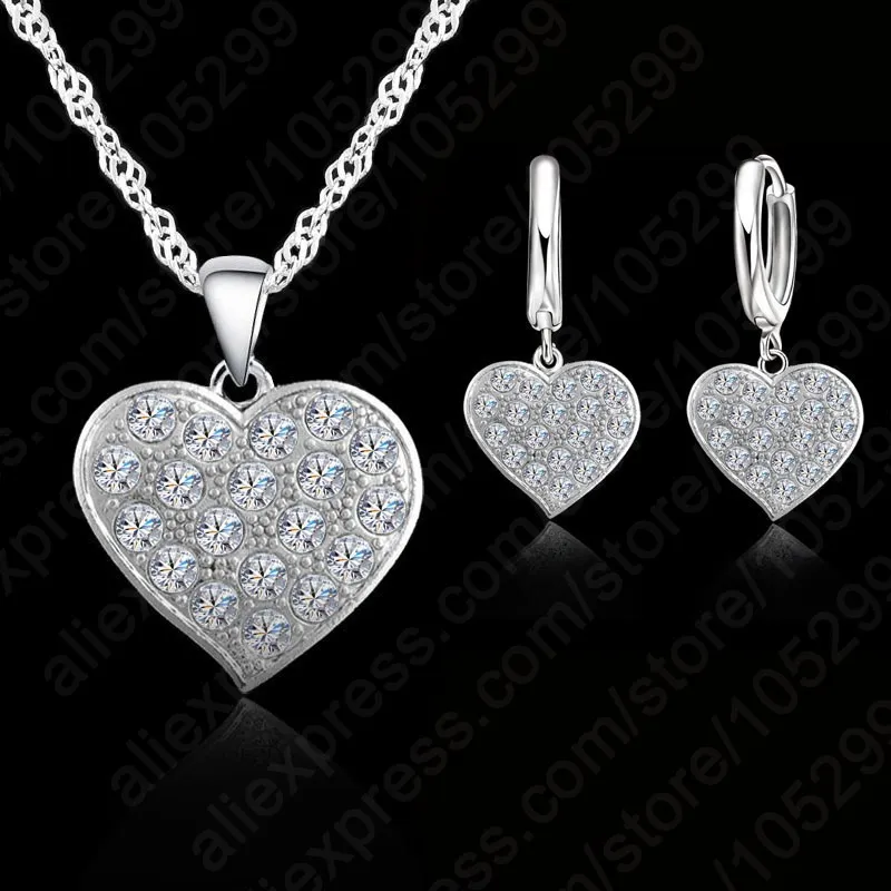 One Set Free Shipping Women's 925 Sterling Silver Shine Cubic Zircon Heart Shape Chain Necklace Earrings Jewelry Sets Women Gift
One Set Free Shipping Women's 925 Sterling Silver Shine Cubic Zircon Heart Shape Chain Necklace Earrings Jewelry Sets Women Gift