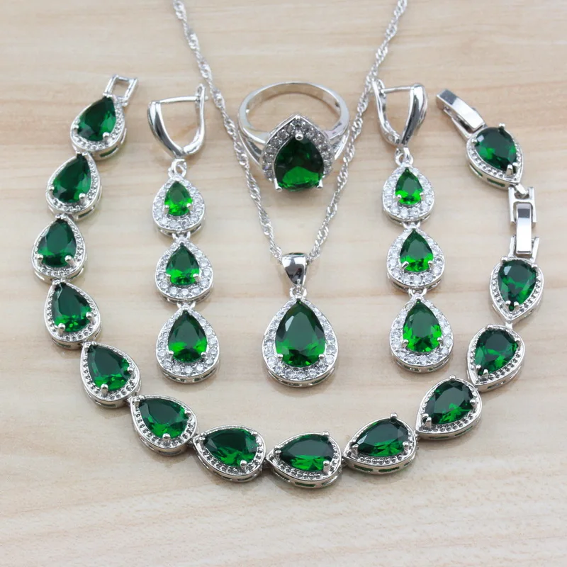 Water Drop 925 Silver With Natural Stones Green Jewelry Sets For Women Costume Long Dangle Earrings/Necklace/Bracelet And Ring
Water Drop 925 Silver With Natural Stones Green Jewelry Sets For Women Costume Long Dangle Earrings/Necklace/Bracelet And Ring