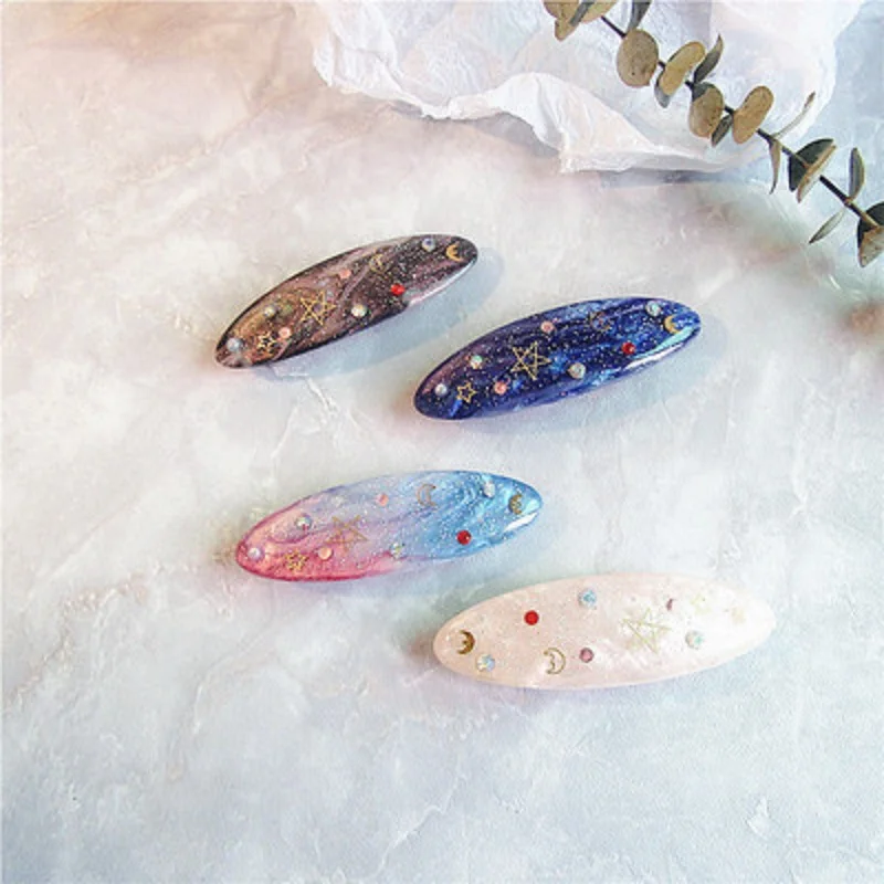 New Blue Delicate Star Moon Gear Hairpins Women Girls Spring Hair Clip Accessories Fashion Jewelry Galaxy Starry Sky Hairclips
New Blue Delicate Star Moon Gear Hairpins Women Girls Spring Hair Clip Accessories Fashion Jewelry Galaxy Starry Sky Hairclips