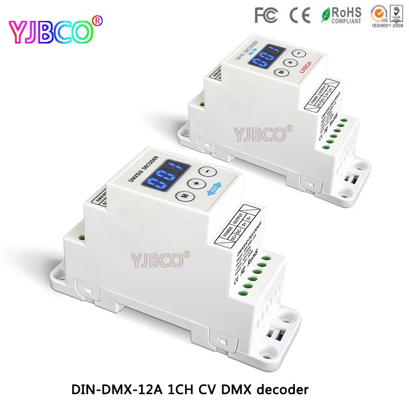 led controller DIN-DMX-12A;1CH DMX-PWM Decoder;DC5-24V input;12A*1CH Max 12A output for led light
