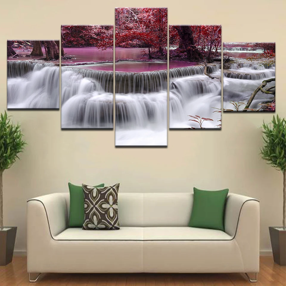 Настенная Картина на холсте HD принты водопад пейзаж красное кленовое дерево