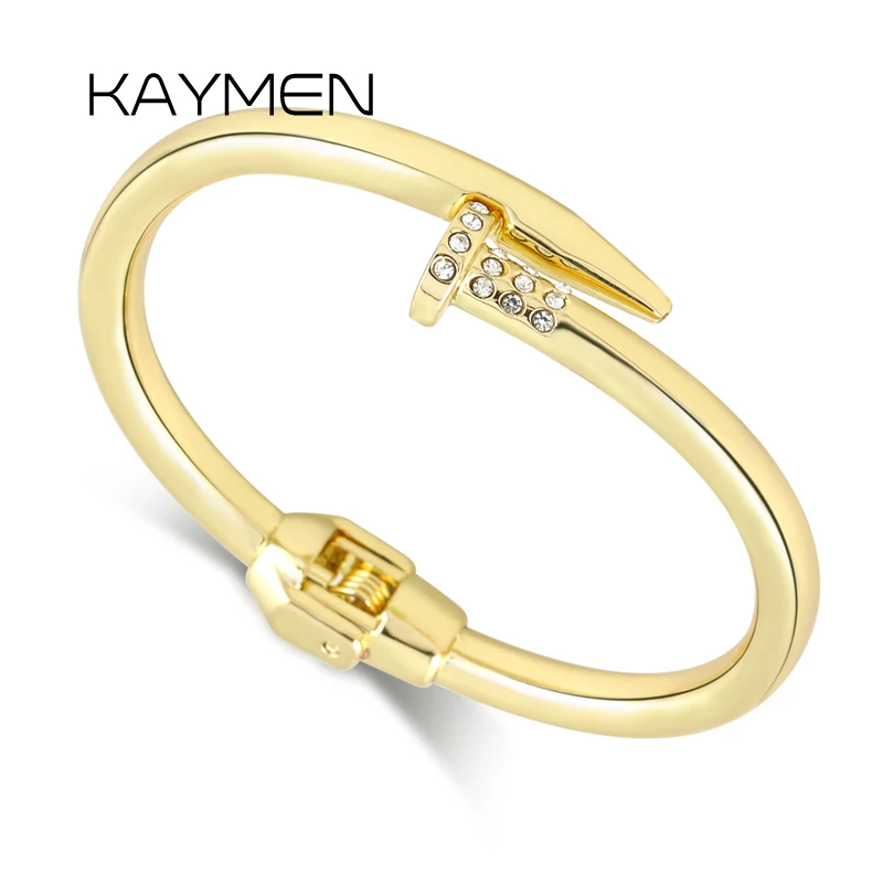 KAYMEN New Arrival Golden or Silver Color Nail Bangle for Women Hot Selling Statement Stainless Steel Cuff Bracelet bangle
KAYMEN New Arrival Golden or Silver Color Nail Bangle for Women Hot Selling Statement Stainless Steel Cuff Bracelet bangle