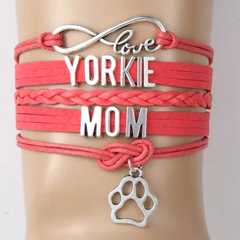 (10pcs/lot) Infinity Love YORKIE MOM Bracelet Charm Paw Pendant Leather Rope Wrap Bracelets & Bangles For Women Men Jewelry
(10pcs/lot) Infinity Love YORKIE MOM Bracelet Charm Paw Pendant Leather Rope Wrap Bracelets & Bangles For Women Men Jewelry