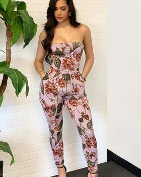 Selling Fashion Floral Print Sleeveless Off Shoulder Strapless Bodycon Jumpsuits Office Lady Pockets Pants Female Playsyuits
Selling Fashion Floral Print Sleeveless Off Shoulder Strapless Bodycon Jumpsuits Office Lady Pockets Pants Female Playsyuits